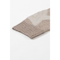 Khaki Sherpa Star Pattern Textured Sweater Cardigan with Pockets - L thumbnail