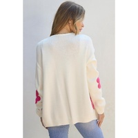 Rose Red Flower Pattern Open Front Cardigan - M thumbnail