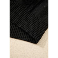 Black Open Knit Drop Shoulder Sweater Cardigan - L thumbnail