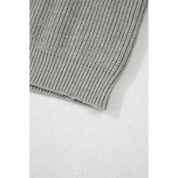 Philippine Gray Ribbed Knit Bow Front Buttoned Cardigan - L thumbnail