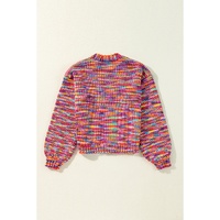 Pink Confetti Drop Shoulder Open Front Cardigan - XL thumbnail