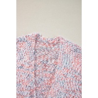 Pink Multicolor Confetti Open Front Knit Cardigan - L thumbnail