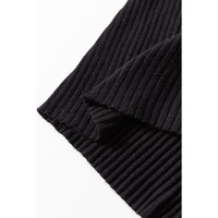 Black Ribbed Knit Collared Slim Fit Sweater Cardigan - S thumbnail