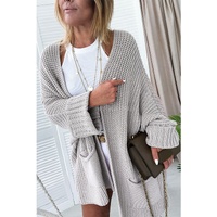 Gray Oversized Fold Over Sleeve Sweater Cardigan - M thumbnail