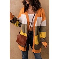 Open Front Pocketed Colorblock Cardigan - XL thumbnail