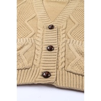 Azura Exchange Beige Front Pockets Buttons Textured Cardigan - L thumbnail