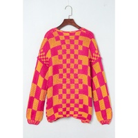 Azura Exchange Multicolor Open Front Mixed Checkered Pattern Knit Cardigan - L thumbnail