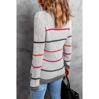 Gray Ribbed Knit Striped Sweater - XL thumbnail