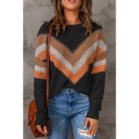 Multicolor Chevron Striped Drop Shoulder Sweater - S thumbnail