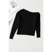 Azura Exchange Black Striped Long Sleeve Knit Sweater - S thumbnail