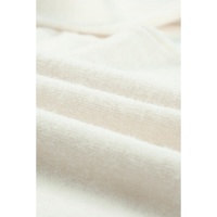 Beige Frill Trim Buttoned Knit Pullover Sweater - L thumbnail