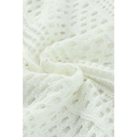 White Hollow Out Crochet V Neck Pullover Sweater - XL thumbnail