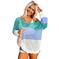 Azura Exchange Eyelet Long Sleeve Twisted Back Knit Top - S thumbnail