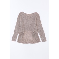 Gray Slouchy Dolman Sleeve High Low Sweater - L thumbnail