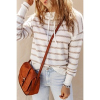 Cowl Neck Striped Print Drop Shoulder Sweater - L thumbnail