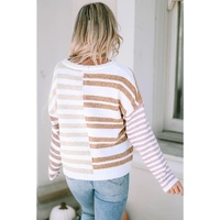 Stripe Blocked Drop Shoulder Slouchy Sweater - XL thumbnail