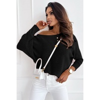 Black Ribbon Bow Knot Dolman Sleeve Sweater - XL thumbnail