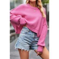 Ribbed Trim Drop Shoulder Baggy Sweater - XL thumbnail