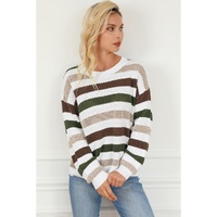Stripe Crochet Hollow out Knit Sweater - L thumbnail