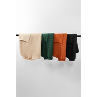 Black Patch Pocket Ribbed Knit Short Sleeve Sweater - L thumbnail