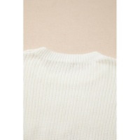White Striped Merry Bright Letter Christmas Sweater - S thumbnail