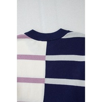 Blue Stripe Colorblock Oversized Sweater - L thumbnail