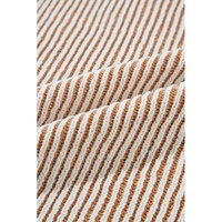 Chestnut Striped Textured Knit Contrast Edge Loose Sweater - L thumbnail