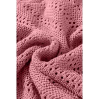 Peach Blossom Pointelle Knit Raglan Sleeve Hooded Sweater - L thumbnail