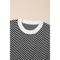 Black Contrast Edge Crew Neck Drop Shoulder Sweater - L thumbnail