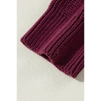 Green Color Block Striped Buttoned Shoulder Split Sweater - XL thumbnail