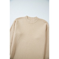 Parchment Solid Textured Knit Split Cuff Drop Shoulder Loose Sweater - 2XL thumbnail