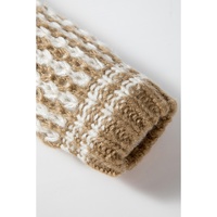 Brown Stripe Drop Shoulder Round Neck Loose Sweater - L thumbnail