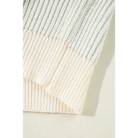 Brown Colorblock Textured Knit Bubble Sleeve Sweater - L thumbnail