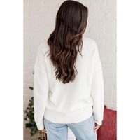White Tinsel Merry and Bright Graphic Christmas Sweater - M thumbnail