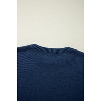Sail Blue Star Pattern Drop Shoulder Knitted Sweater - XL thumbnail