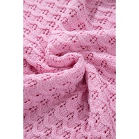Pink Crochet Knit Drop Shoulder Sweater - XL thumbnail