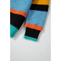 Yellow Colorblock Mixed Textured Drop Shoulder Sweater - S thumbnail