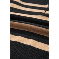 Black Stripe Collared Quarter Zipper Oversized Sweater - L thumbnail