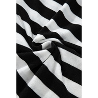 Black Stripe Slim Fit High Neck Knit Sweater - M thumbnail