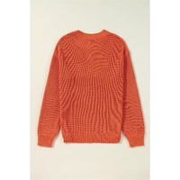 Gold Flame Thanks Giving Letter Graphic Crew Neck Sweater - L thumbnail