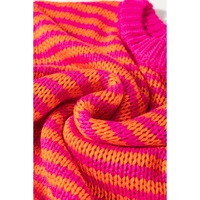 Rose Stripe 3/4 Puff Sleeve Drop Shoulder Sweater - L thumbnail