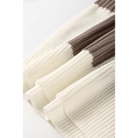 Khaki Checkered Color Block Crew Neck Short Sleeve Sweater - L thumbnail