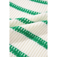 Bright Green Striped Round Neck Casual Sweater Vest - S thumbnail
