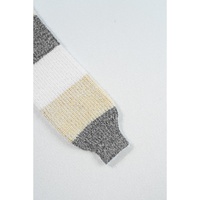Gray Stripe Colorblock Bubble Sleeve Drop Shoulder Sweater Dress - M thumbnail