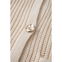 White Solid Textured Knit Side Pockets Buttoned Sweater Vest - S thumbnail