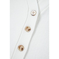 White V Neck Buttoned Sweater Vest - M thumbnail