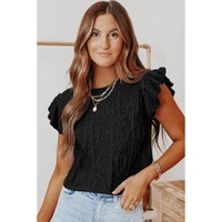 Azura Exchange Cable Knit Ruffle Sleeve Top - XL thumbnail