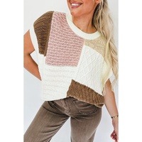 Multicolor Colorblock Mix Textured Sweater Tee - XL thumbnail