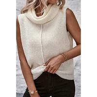 White Central Seam Cowl Neck Sweater Vest - L thumbnail