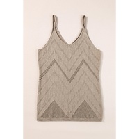 Parchment Chevron Pointelle Knit Spaghetti Straps Sweater Vest - L thumbnail